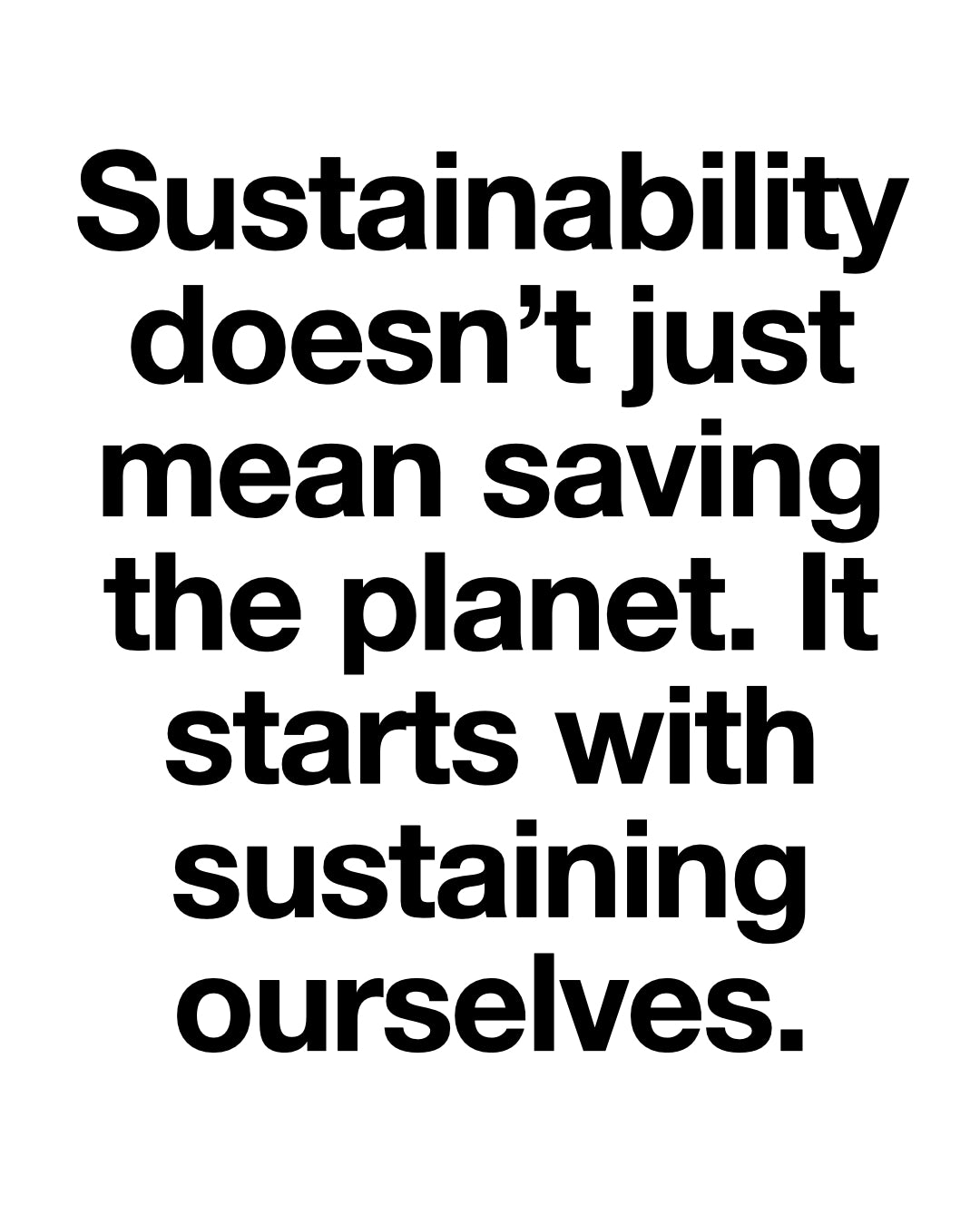 Text on a white background with black text about sustainability.