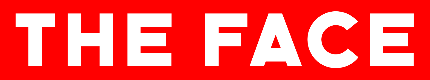 The Face magazine logo - modern white type on a red background